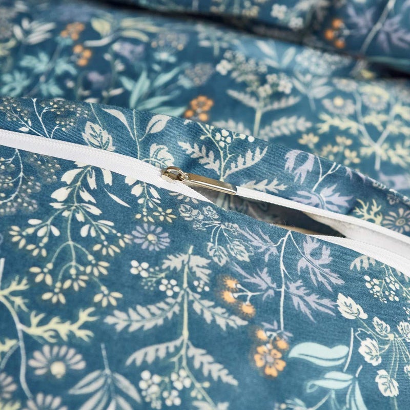 mixinni Floral Duvet Cover Queen Flower Pattern Blue Duvet Cover Set Garden Style Bedding Comforter Cover Set with Zipper Closure-Luxury Quality Soft Durable Easy Care (3pcs, Queen/Full Size) - Image 4